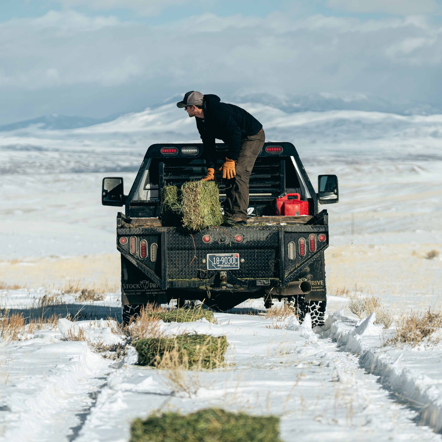 A rancher on the back of his truck.