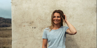 A woman wearing wool clothing.