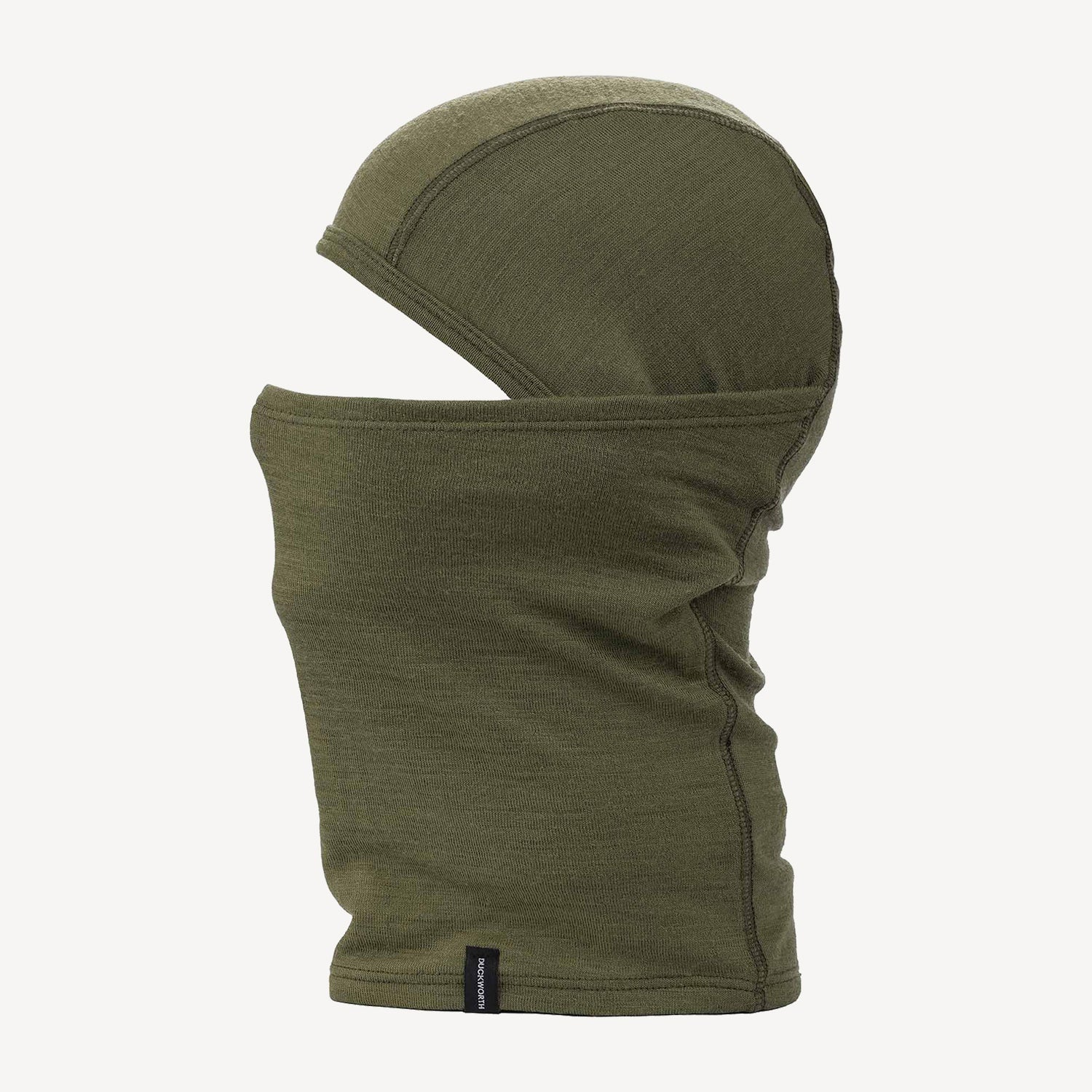 A USA made Merino Wool balaclava, green.
