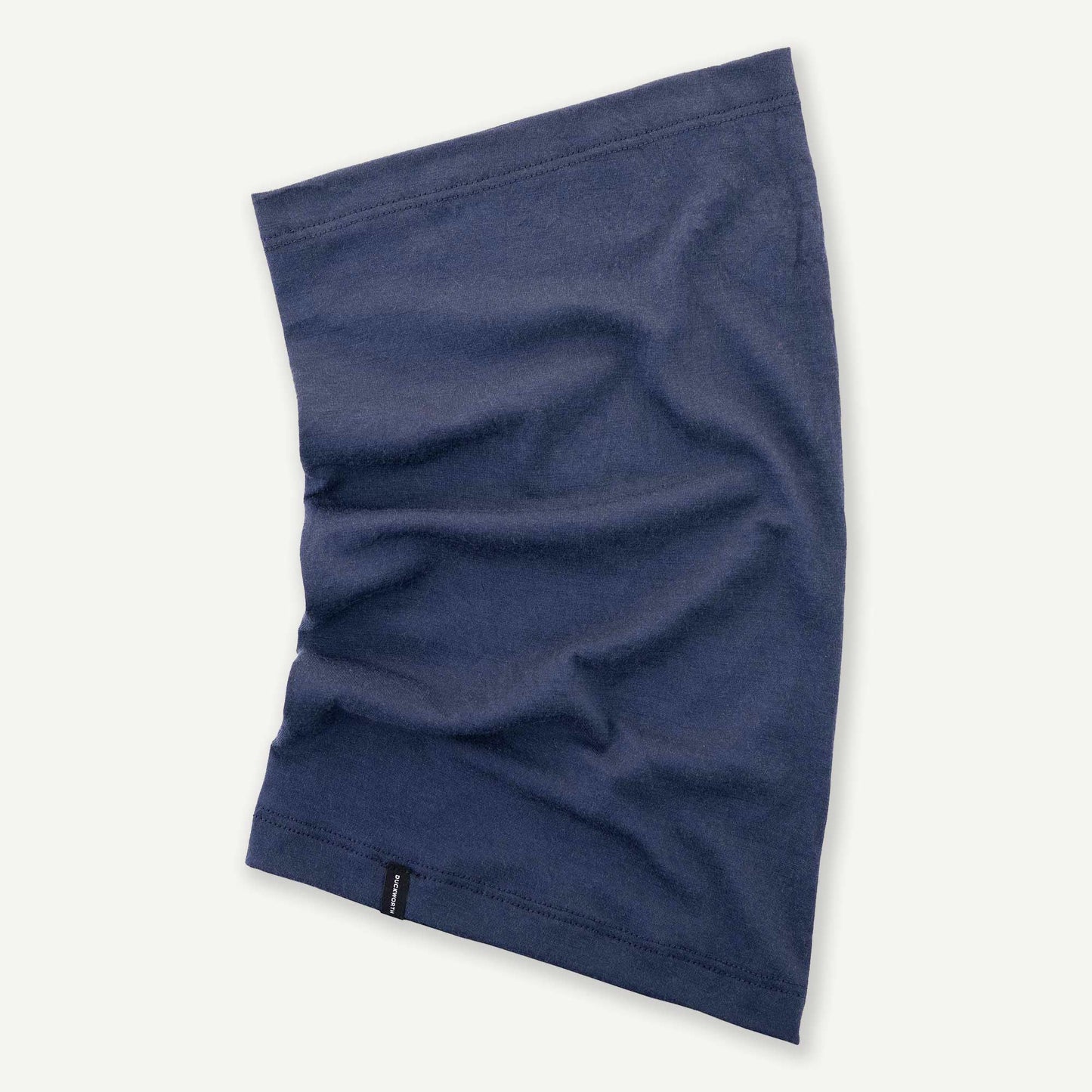 A navy American made Duckworth merino wool neck gaiter. 