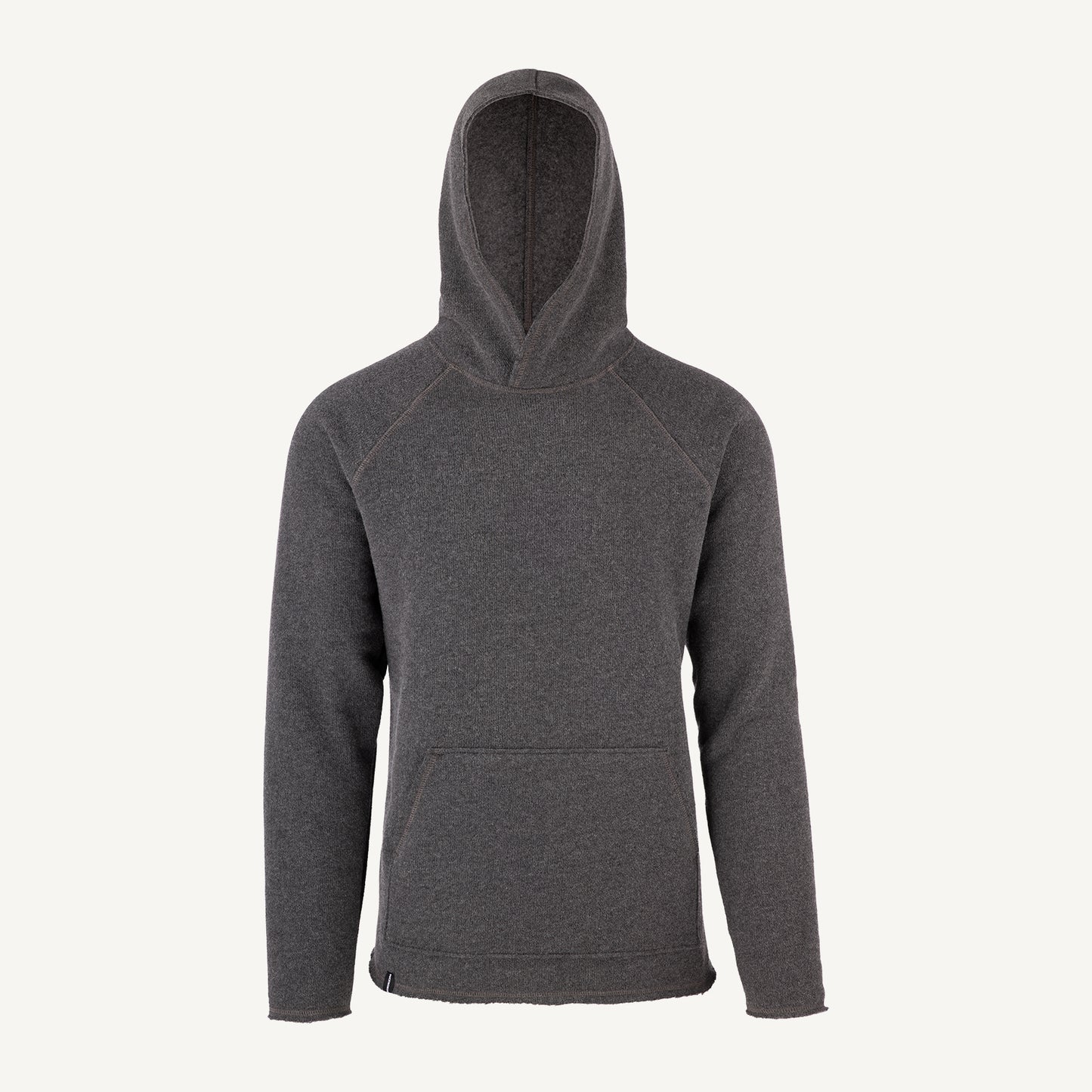 A gray American made Duckworth merino wool fleece hoody. 