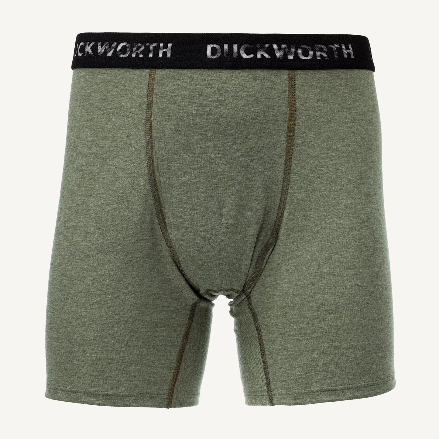 Green American made Duckworth merino wool underwear.
