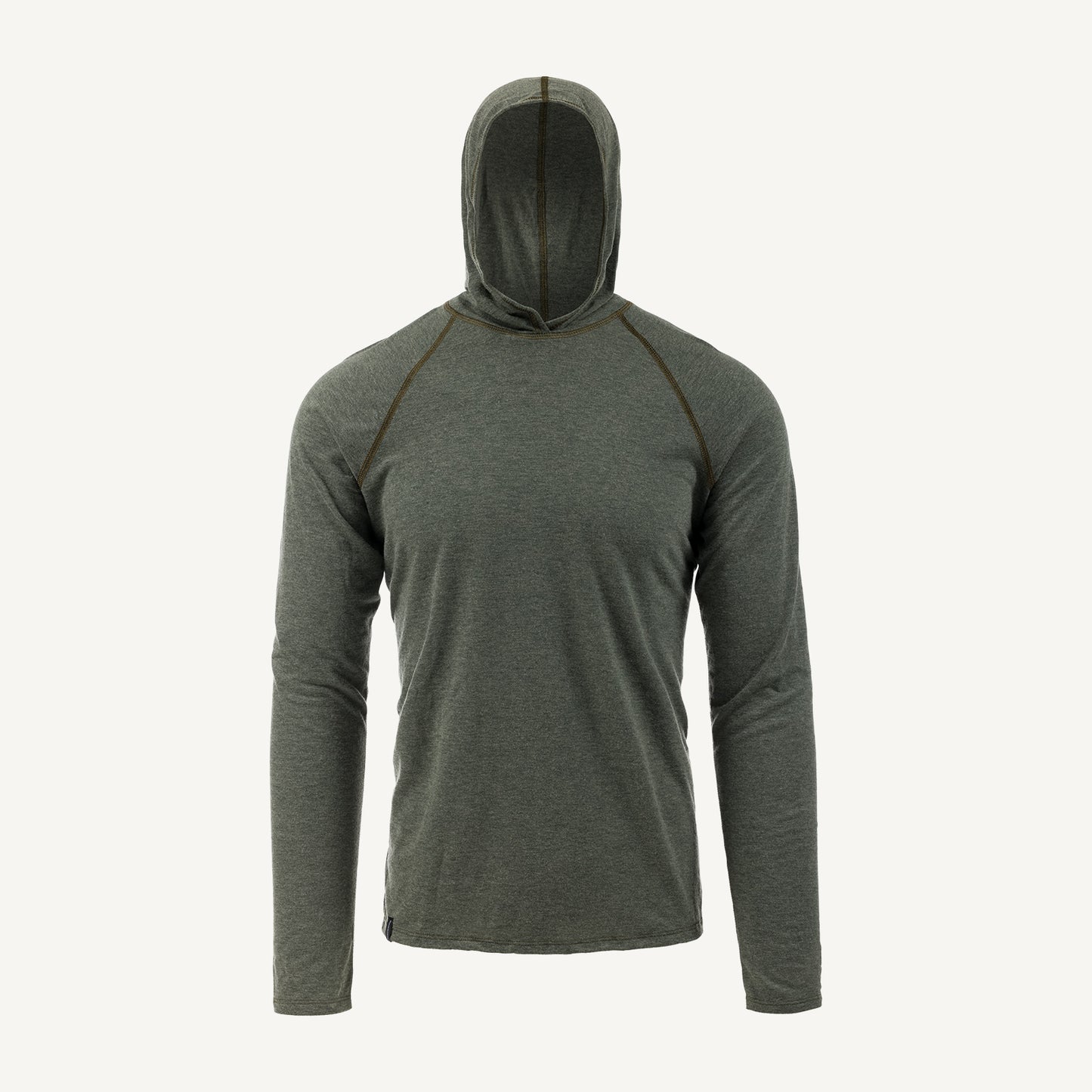 A green American made Duckworth merino wool light weight hoody.