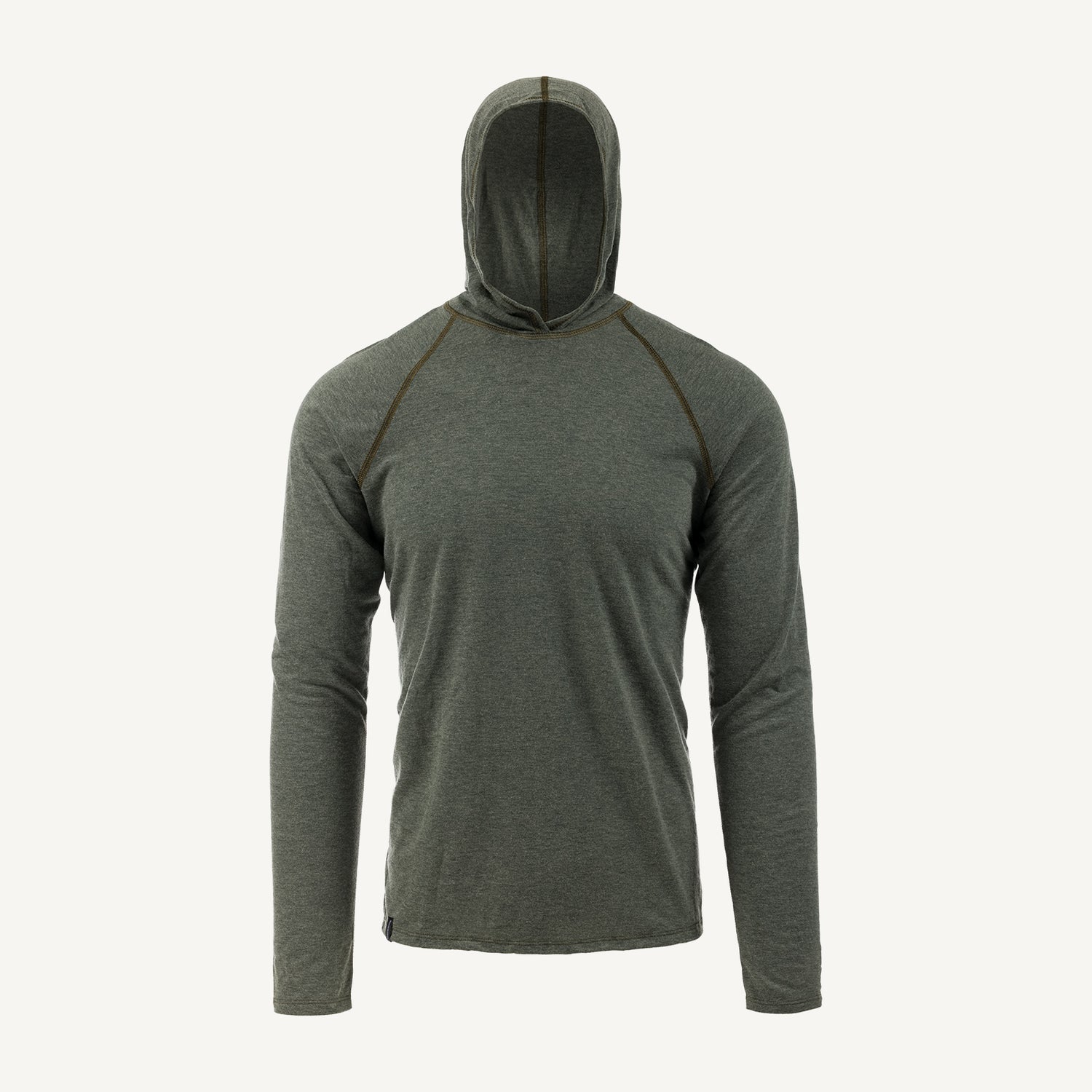 A green American made Duckworth merino wool light weight hoody.