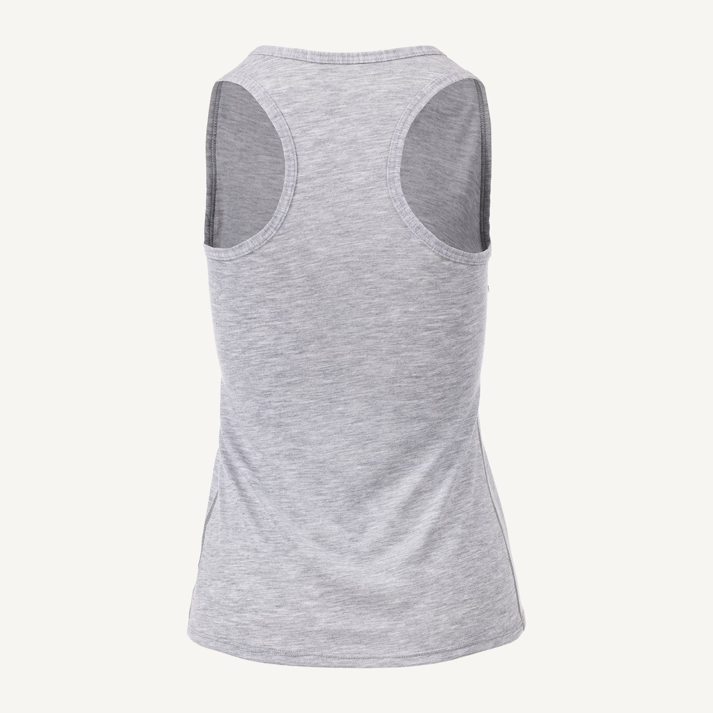 A gray American made Duckworth merino wool performance racerback tank.