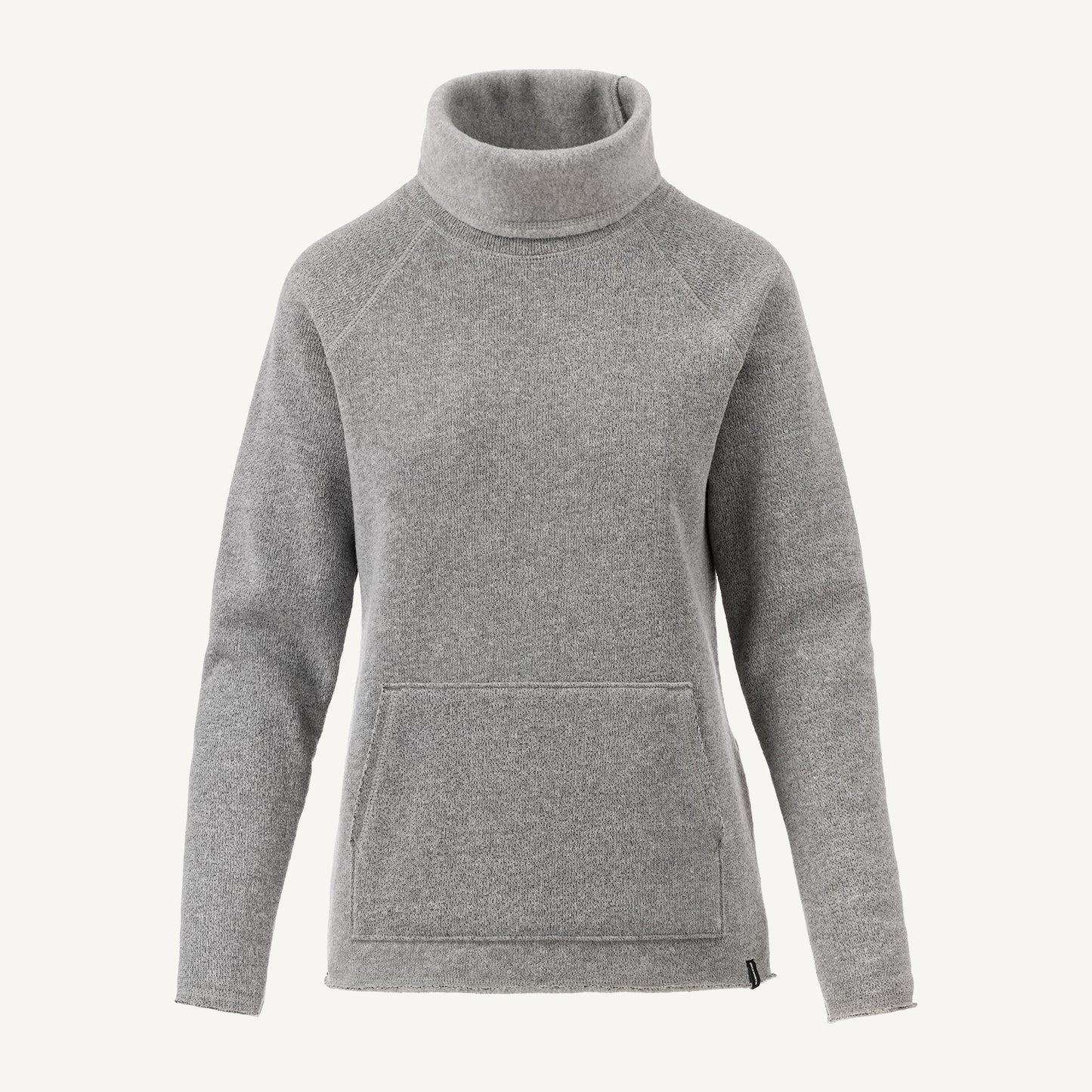 A gray American made Duckworth merino wool fleece turtle neck. 